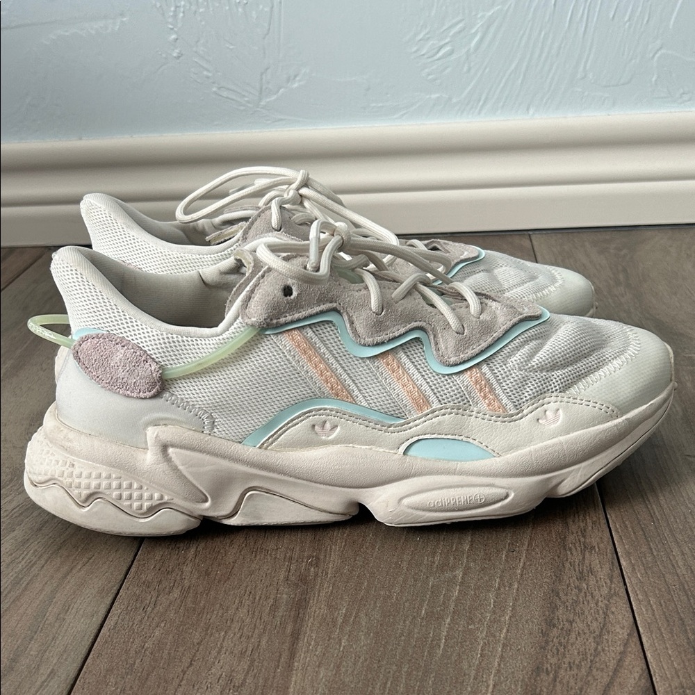 Adidas AdiPRENE Cream and Gray Sneakers with Soft Pastel Highlights